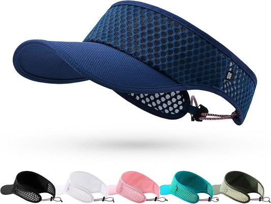 Mesh Breathable Sports Visor - Men Women Adjustable Lightweight Quick Dry Sun Hat for Tennis, Golf, Running