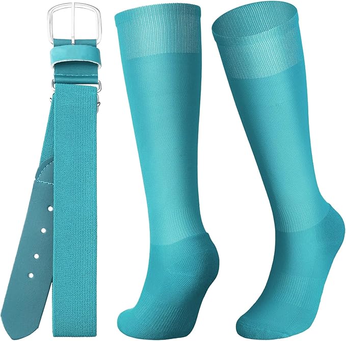 Zhanmai Baseball Belt and Socks Combo Adjustable Softball Socks and Elastic Waist Belt for Youth Boys Girls, Adult