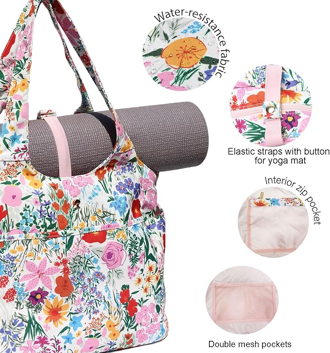 ESVAN Yoga Tote Bag Mat bag Women Shoulder Bags Carryall Tote for Travel Office Workout Gym Nurse Beach