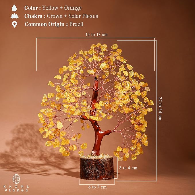 Crystal Tree of Life Birthday Gifts for Women, Men, Friends, Handmade Home Decor, Office, Room Decoration, Citrin Healing Crystal Chakra Tree for Money, Positivity, Good Luck Gifts for Her, Mom & Dad