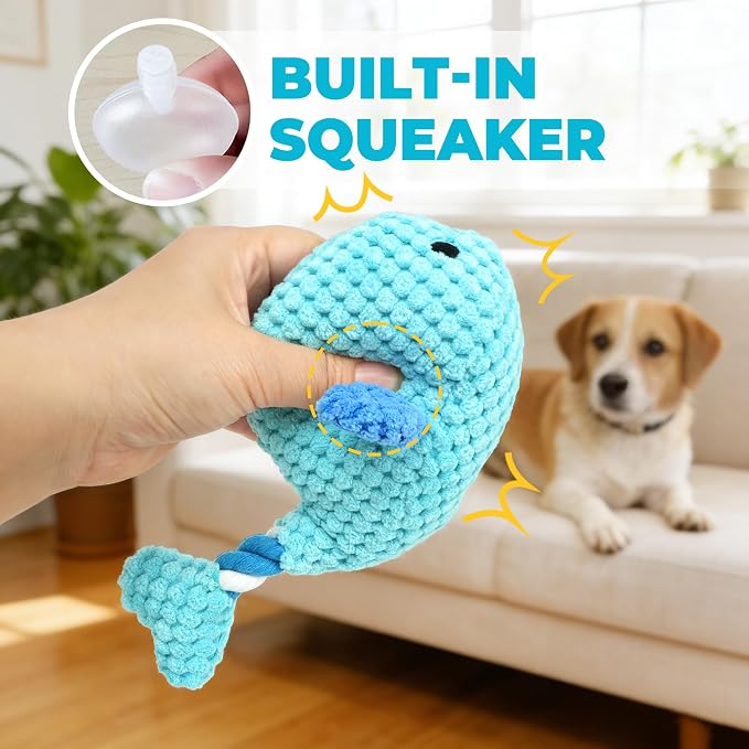PrimePets 5 Pack Squeaky Dog Toys, Plush Crinkle Dog Toys for Small Medium Dogs, Stuffed Tough Puppy Chew Toy to Keep Them Busy, Interactive Pet Toy