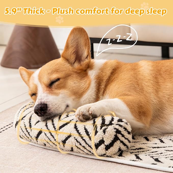 Calming Dog Bed Mats with Neck & Head Support, 35.43 x31.5 inch Black | for Small and Medium Dogs & Cats, Soft Flanne Couch Covers, Non-Slip, Machine Washable, Protects Sofa from Fur & Scratches