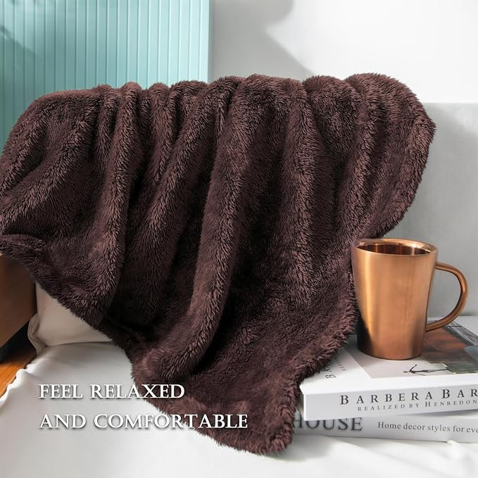 Exclusivo Mezcla Fuzzy Plush Fleece Bed Blanket King Size, Coffee | 104x90 Inches, Super Soft and Cozy Bed Blanket, Fluffy Decorative Bedding for Livingroom, Bedroom, All Season