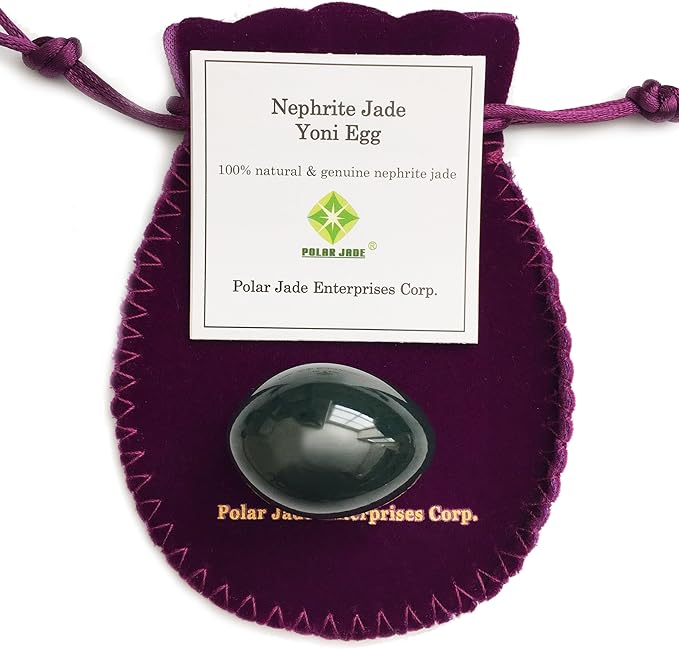 Polar Jade Undrilled Nephrite Jade Stone Egg – Small Size (35 × 25 mm) | 100% Natural Canadian Jade, Smooth Hand-Polished with Certificate of Authenticity & Velvet Pouch