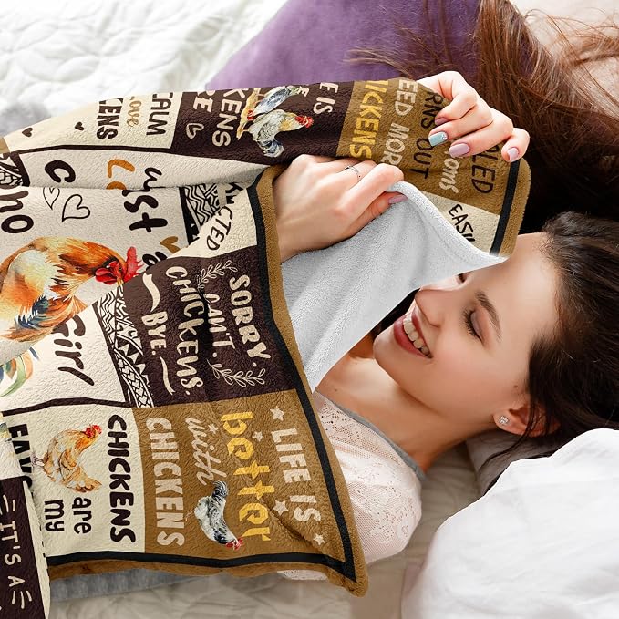 Chicken Gifts for Women Blanket 50"x60", Chicken Lovers Gift Ideas | Funny Chicken Themed Gifts/Decor/Items/Stuff, Just A Girl Who Loves Chickens Blanket for Birthday/Christmas