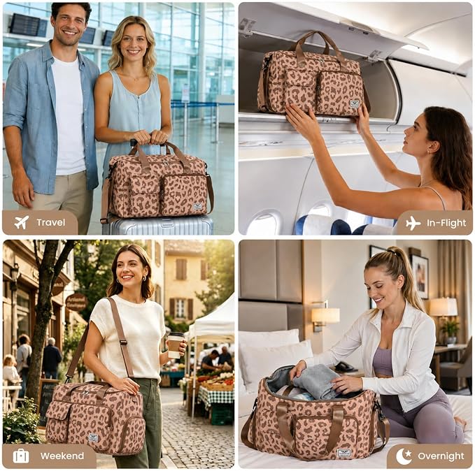 FIORETTO Women's Gym Duffle Bag with Shoes Compartment, 30L Capacity, Ideal for Travel, Gym, Sports, Duffel, Weekender
