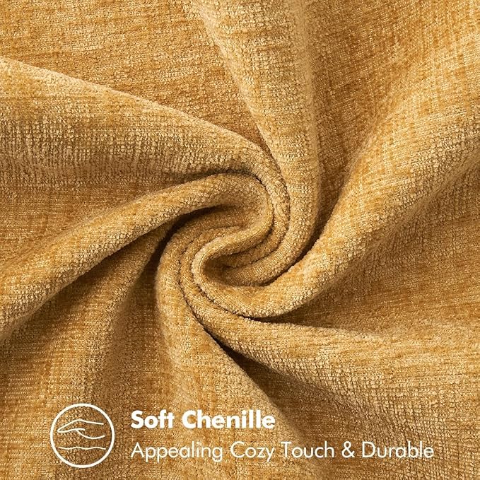 MIULEE Decorative Couch Throw Pillow Covers 20x20 Inch Gold 2 Pack | Mustard Yellow, Farmhouse Pillow Covers with Stitched Edge, Soft Chenille Cushion Cases, for Sofa Bed Living Room Home Decor