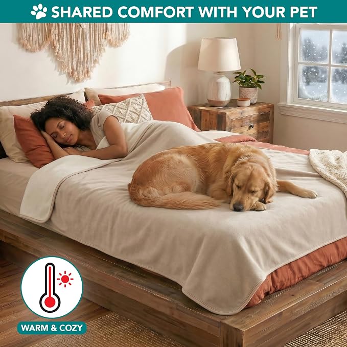 PetAmi Waterproof Dog Blanket for Couch, Pee Proof Reversible Cat Blanket for Sofa Bed Furniture Protector, Soft Fleece Washable Pet Throw for Dogs Cats Puppies Kittens, 40x60 Taupe Beige