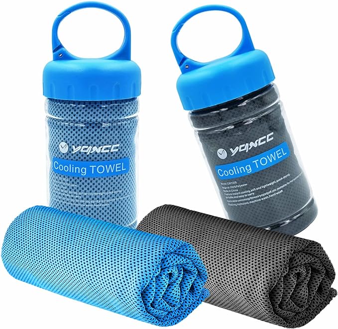 YQXCC 2 Pack Cooling Towels (47"x12"), Ice Cool Neck Towel, Soft Breathable Microfiber for Yoga, Golf, Gym, Running, Camping & Hot Weather