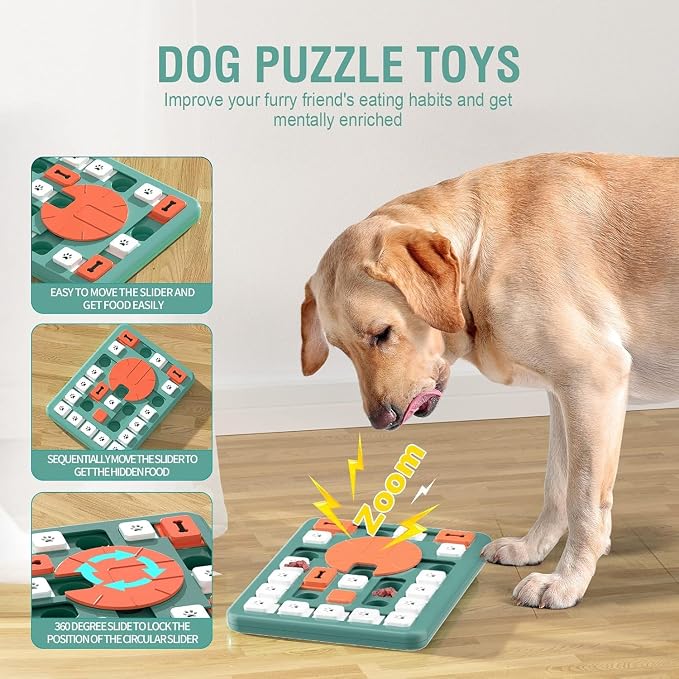Dog Puzzle Toys, Treat Dispensing Dog Enrichment Toys for IQ Training and Brain Stimulation, Interactive Mentally Stimulating Toys as Gifts for Puppies, Cats, Dogs (L-Level 4)