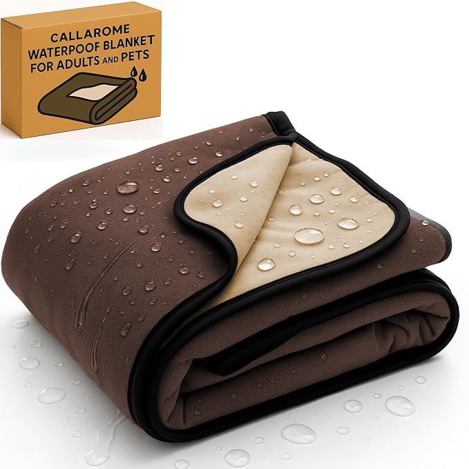 Callarome Waterproof Blanket for Bed & Couch Protection, Brown, 50"x60" | High-Density Heavy-Duty Material – Ultra-Soft & Durable Soft Fleece, Leakproof, Reversible, Silent No-Crinkle Design