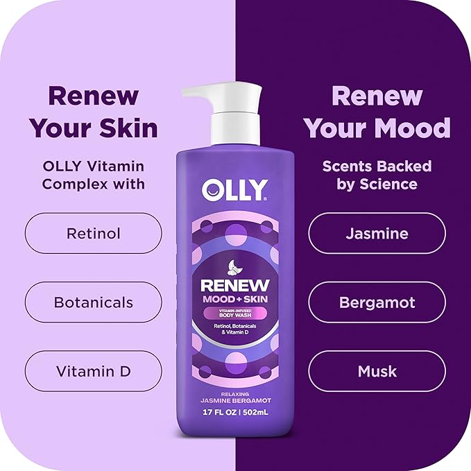 OLLY Body Wash Mixed Pack 4 Count to Restore Skin barrier & Hydrate skin 3 oz