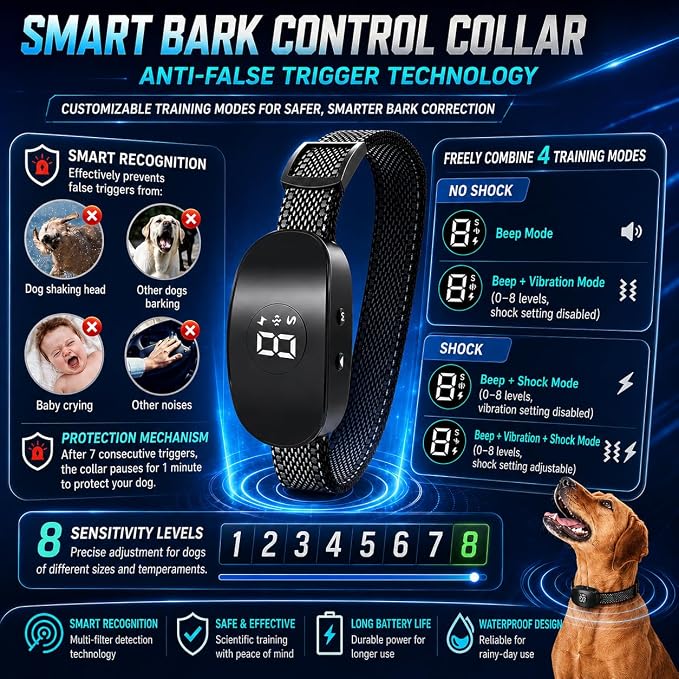 Dog Bark Collar;Black
