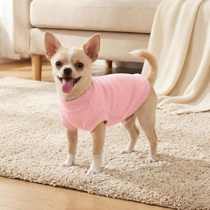 3 Pack Dog Shirt for Small Supplies Functional Waffle Dog Clothes Warm Soft Sweatshirt Outfit for Dogs Cats Pet Apparel