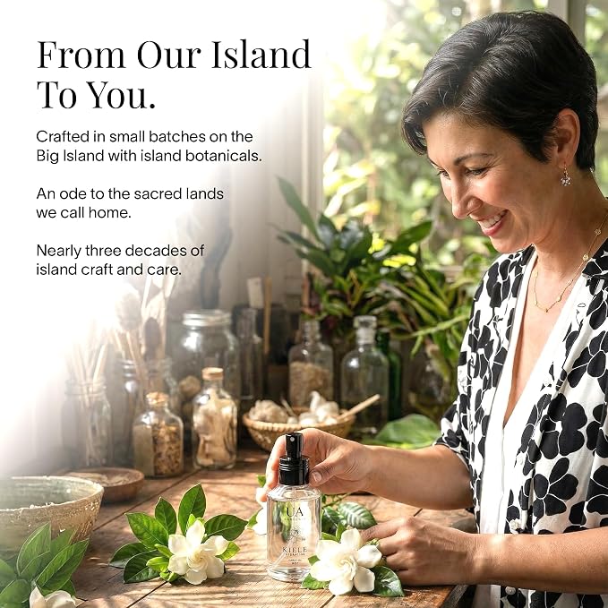 Kiele Gardenia Body and Hair Mist from Hawaii, Hair Perfume for a Light, Hydrating Refresh, Body Mist for Women and Men, Alcohol-Free, With Moisturizing Hyaluronic Acid & Glycerin, 3.4 oz