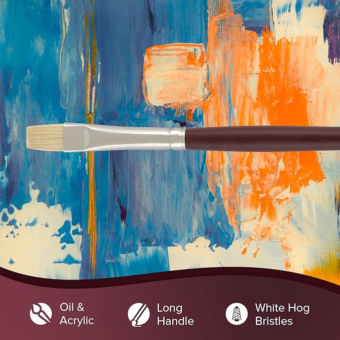 Silver Brush Limited 1102-12 Silverstone Bright Paintbrush for Oil Painting, Size 12, Long Handle