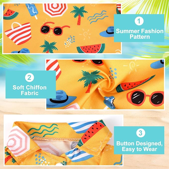 Weewooday 4 Pack Hawaiian Dog Shirts Summer Tropical,Lovely Style,2X-Large | Breathable Tee for Small Dogs, Beach Vacation Outfit, Floral Pineapple Palm Prints, Button-down Hawaiian Style Pet Shirt