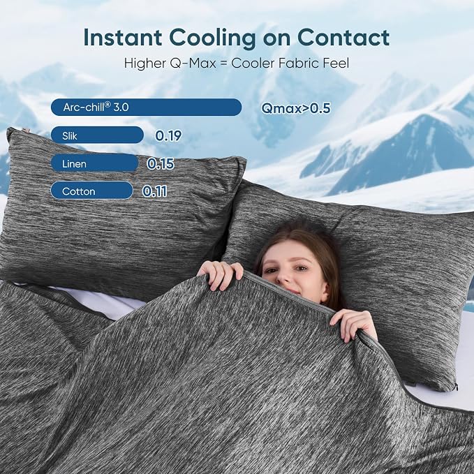 Elegear Arc-Chill® 3.0 Cooling Blanket for Hot Sleepers, Throw, Black | Q-Max>0.5 Cooling Fabric, Absorbs Heat to Keep Body Cool, Lightweight Summer Blankets for Night Sweats & Menopause, 51"x67"