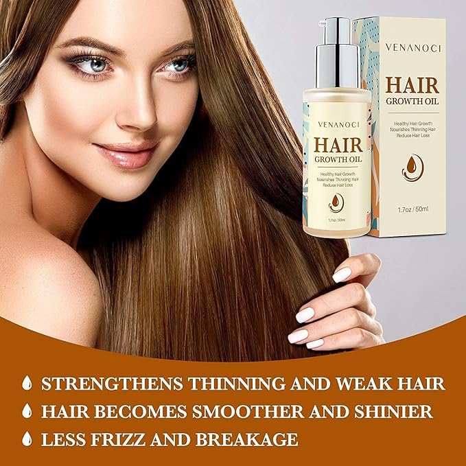 Hair Growth Oil with Rosemary & Biotin: Natural Hair Regrowth Serum for Women & Men – Anti Hair Loss & Thinning Treatment – Promotes Thicker, Fuller, Stronger, Healthier Hair – All Hair Types 2 packs
