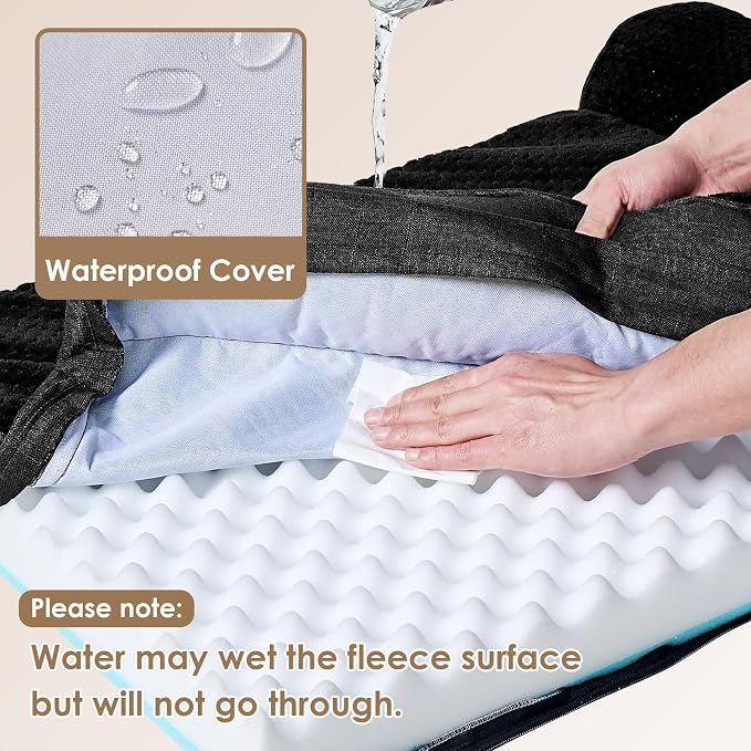 EHEYCIGA Memory Foam Dog Bed Large Size Dogs, Orthopedic Dog Bed Large with Washable Removable Cover, Waterproof Pet Sofa Couch with Nonskid Bottom, 36x27x6, Black | Washable Removable Cover, Waterproof Flat Pet Sofa Couch with Nonskid Bottom, 36x27x6