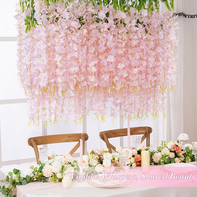 36 Pack Hanging Flowers - 3.6' Light Pink Artificial Vines for Decoration