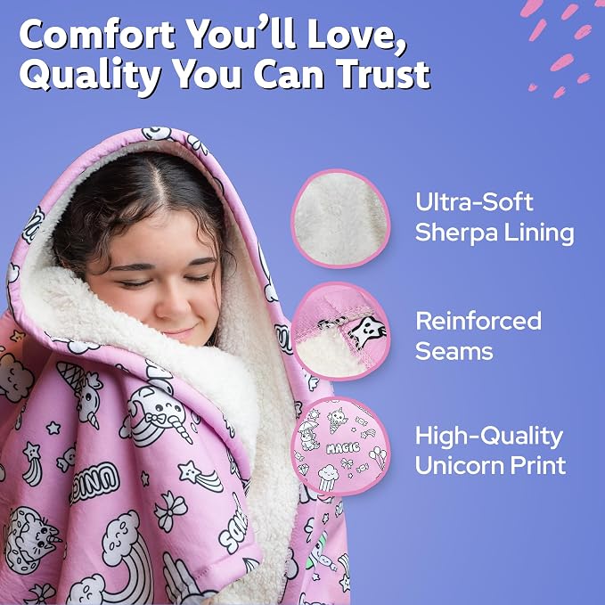 Craftikit Unicorn Coloring Blanket for Kids & Adults - 15 Markers | 40" x 60", Fabric Markers Included, Permanent Vibrant Sherpa Fleece Design, Ages 3+, Machine Washable, Gift Wrapped