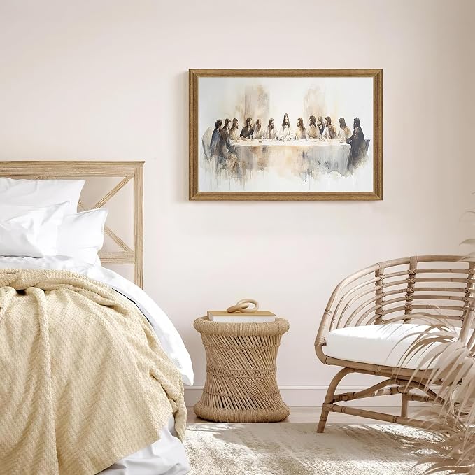 Fantasy Artists The Last Supper Christian Wall Art – Sacred Biblical Scene of Jesus and the Twelve Apostles, Reverent Religious Artwork for Church, Prayer Room & Faith-Centered Home,16W X 24H