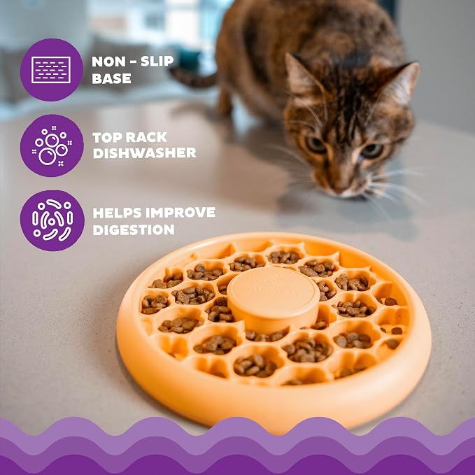 Catstages Slow Feeder Bowl & Treat Puzzle Cat Toy, Aids Digestion, 6.6" | Holds 1/2 Cup of Wet or Dry Food, 30 Treat Compartments, Non-Slip Base, Easy Clean, No BPA, Enrichment, Indoor Cats & Kittens