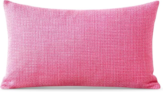 OTOSTAR Linen Throw Pillow Cover Set of 1 Decorative Lumbar Pillowcases Cushion Covers 16x24 Inch for Home Decor Sofa Bedroom Car 40 x 60CM Rose Pink