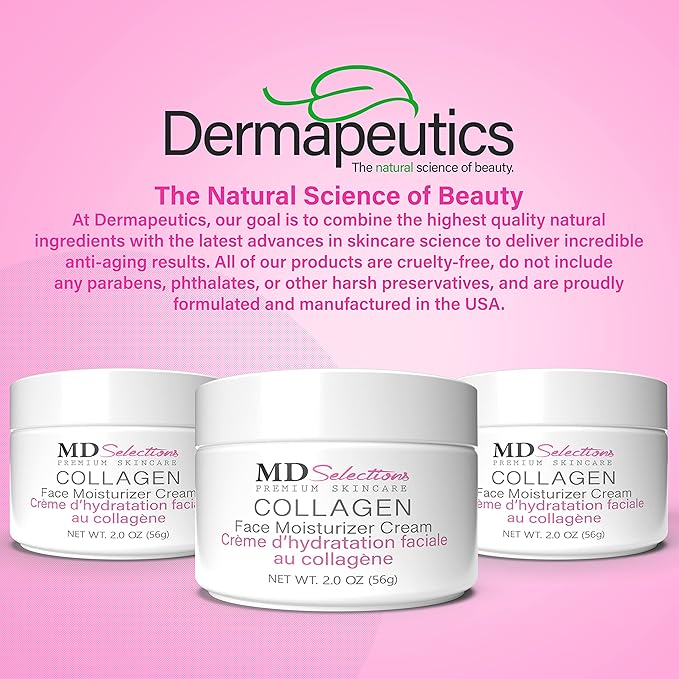 Collagen Facial Cream, Face Moisturizer Cream for Dry Skin Vegan Anti Aging Crème d' hydratation faciale au collagène, Collagen Face Cream, 2 fl oz