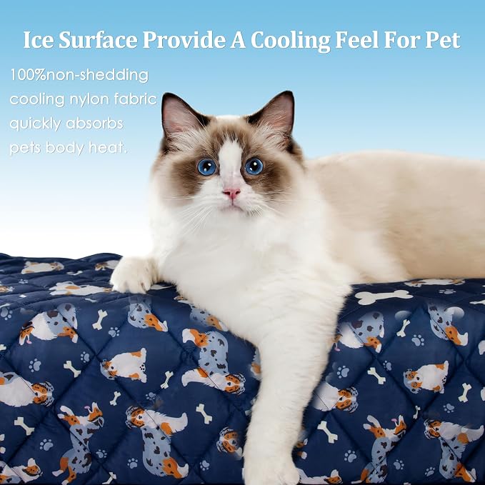 Dog Cooling Mat, Premium Lightweight Pet Cooling Blanket Bed Cover for Dogs, Cat, Puppies | Ice Silk Cooling Pad for Dogs Furniture Protector | Machine Washable Pet Blanket, 28''x40''