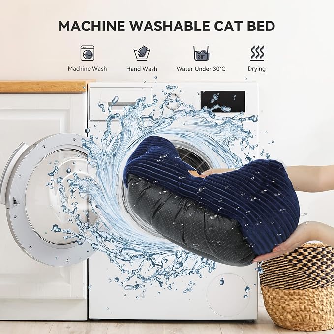 Zerbuger 20in Blue Rectangle Cat Dog Bed Machine Washable Sleeping Sofa | for Large Medium Small Pets Indoor Outdoor, Non-Slip Bottom Soft Puppy Bed Durable Orthopedic Calming Pet Cuddler