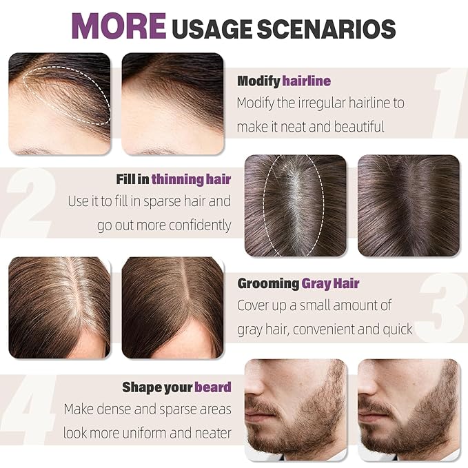 Hairline Powder Instantly Conceals Hair Loss, Root Touch Up Hair Color Powder, Hair Toppers for Women Men, Hair Fibers for Thinning Hair, Root Cover Up lasting 24 hours (Brown, 0.35)