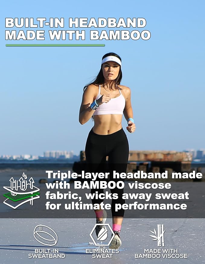 Sport Visor for Women. Sweat‑Wicking Visor for Running, Pickleball, Tennis & Golf. Lightweight & Adjustable Fit