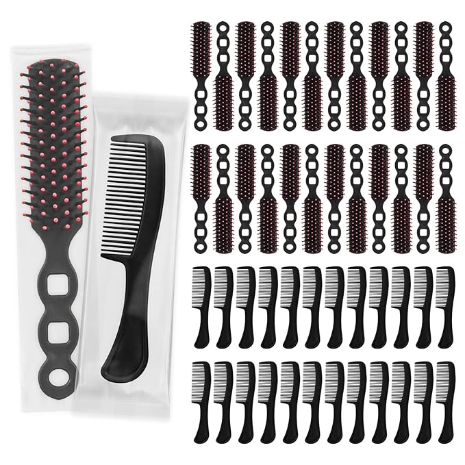 Hair Brush and Combs Bulk Individually Wrapped for Homeless,Disposable Hair Combs Bulk Hair Brushes Detangling Hairbrush for Women Shelter Nursing Hotel Church Charity Supplies200