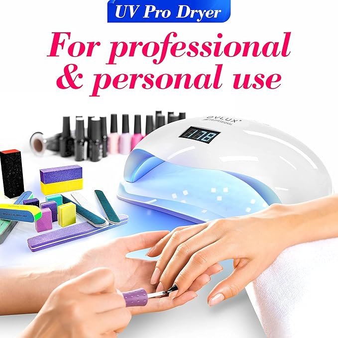 OVLUX 180W UV LED Nail Lamp – Professional Fast Nail Dryer for Gel Polish with 57 LEDs, Auto Sensor, LCD Display, 4 Timer Settings, Cures Fingernails & Toenails, Salon Quality for All Gel Types
