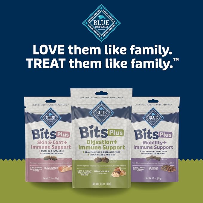 Blue Buffalo Blue Bits Plus Digestion and Immune Support Dog Treats, Chicken, 3.5-oz. Bag (Pack of 2)