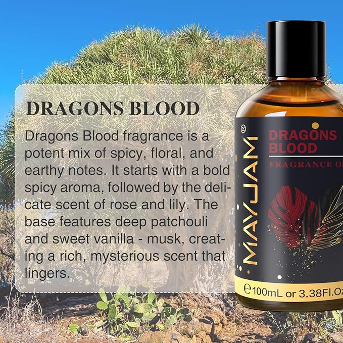 MAYJAM 100ML/3.38FL.OZ Dragons Blood Fragrance Oils with Glass Dropper, Essential Oils for Diffusers for Home, Long Lasting Scented Oils for Diffusers Soap Candle Making