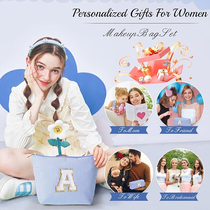 YOOLIFE Christmas Gifts For Teenage Girls Stocking Stuffers For Teen Girls Initial Makeup Bag | Cosmetic Travel Toiletry Bag | 9 10 11 12 13 14 15 Years Old | Teen Girl Gifts Trendy Stuff S