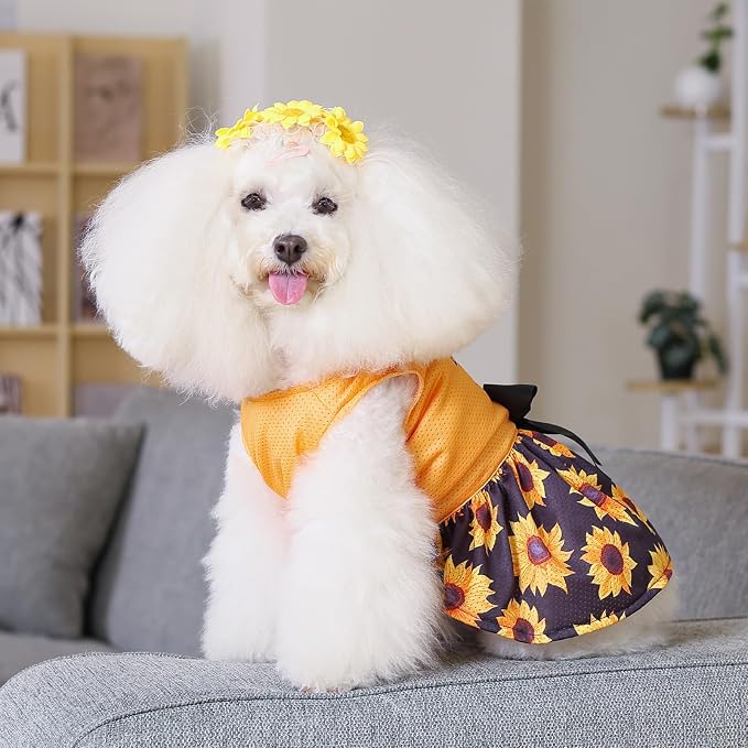 CuteBone Dog Mesh Dress Puppy Sundress Pet Outfit Summer Fashion for Small Dogs Girl Cat Clothes