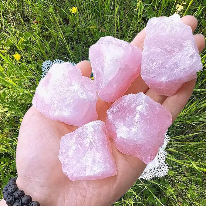 LAIDANLA 1lb 2" Rose Quartz Natural Rough Stones Crystal Large Raw Crystals Bulk Healing Gemstones for Reiki Healing Tumbling Fountain Rocks Wire Wrapping Decoration Cabbing Lapidary