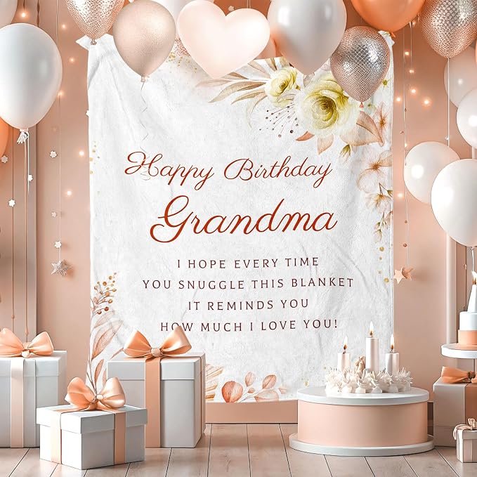 Grandma Birthday Gifts from Granddaughter, Best Birthday Gifts for Grandma, Grandmother Birthday Gifts from Grandchildren, Birthday Presents for Grandmother Throw Blanket 60 x 50 Inch