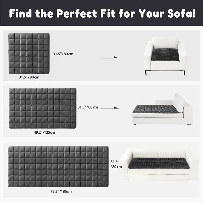 Allisandro Waterproof Dog Blanket,Thick and Non Slip Dog Bed Sofa Cover Pet Mat for Couch Sofa Bed Furniture & Small, Medium, Large Dogs, Grey, 32 x 32 Inches