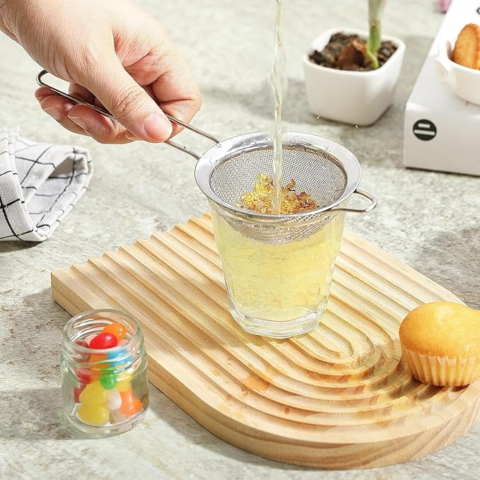 3.35 Inch Silver Fine Mesh Strainer, Stainless Steel Metal Handheld Small Mini Sieve Strainer, Kitchen Food Strainer with Handle for Cocktail, Tea, Coffee and Juice