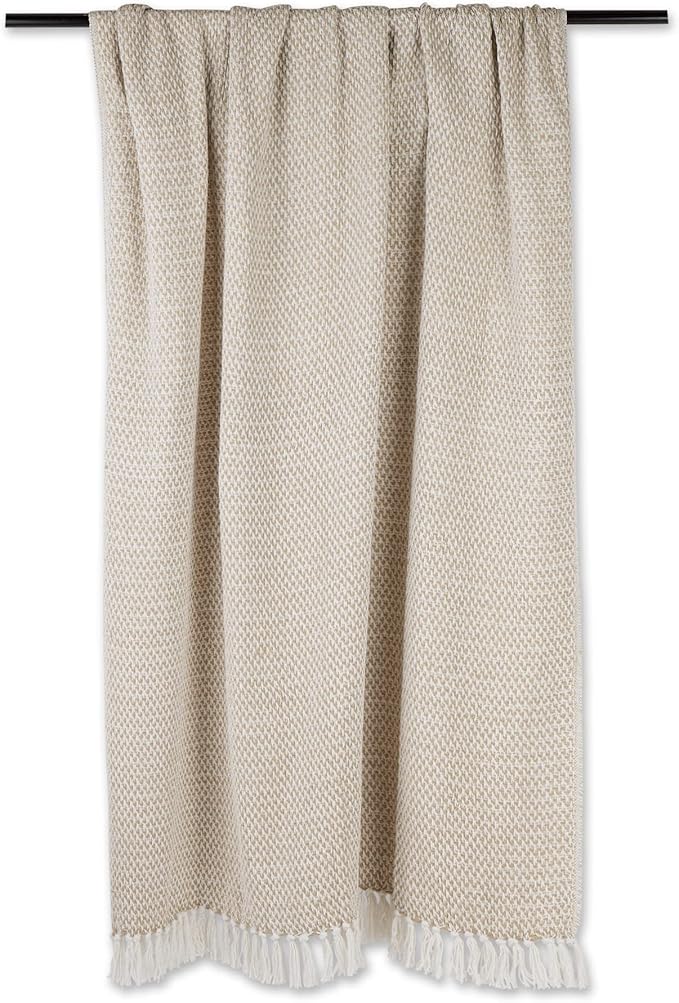 DII Woven Throw Collection 100% Cotton, Basketweave, 50x60, Stone