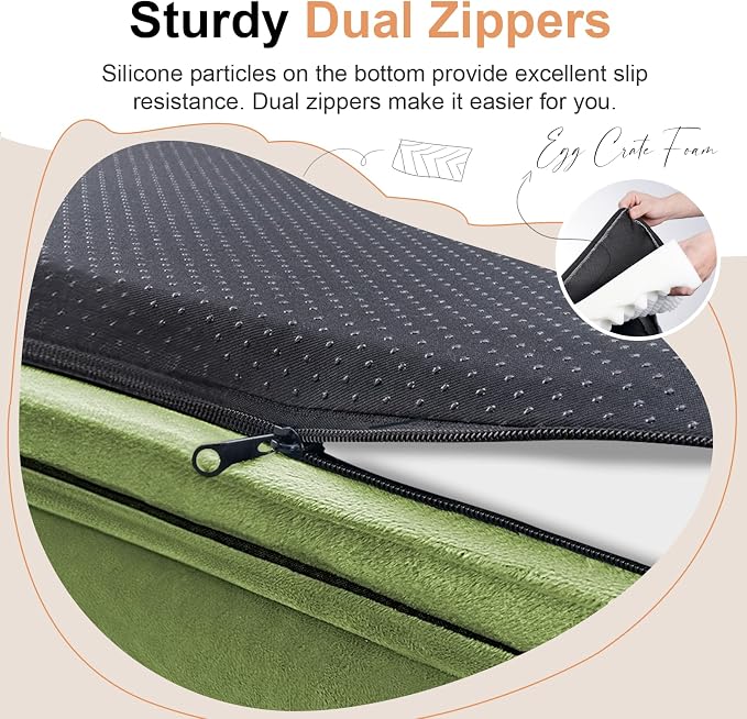 Orthopedic Dog Bed for XX-Large Dogs, 44 x 34 Inch, Grass Green | Egg crate foam for joint support, 3-sided bolster pet sofa, waterproof lining, washable cover, and non-skid base