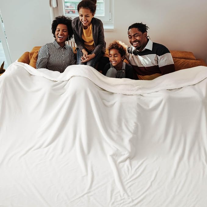 Bedsure GentleSoft Sherpa Fleece Cal King Blankets for Bed, Non-Heated, Thick and Warm Oversized Throw for Women and Men, Soft Fuzzy Plush Large Blanket for Winter, White, 112x98 Inches