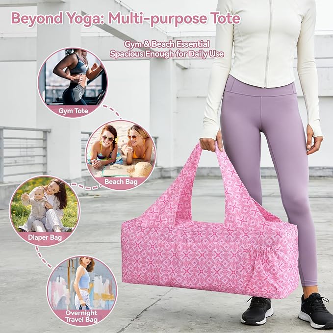 BOULDER BEE Yoga Mat Bag with Wet Pocket, Large Yoga Mat Carrier Fits All Your Stuff, Personalized Yoga Gifts, Gym Tote Bag for Women