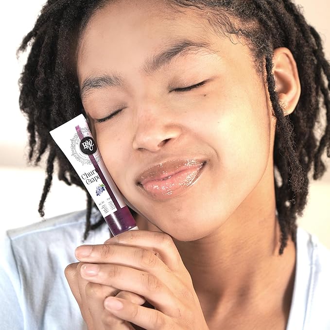 Rosee Lip Gloss Vegan & Cruelty Free Treatment, Professional Make up, Long Lasting Glossy with Shea Butter, Moisturize, Protect & Smooth, High Shine, Non-Sticky (p. Churu Grape, 0.5)