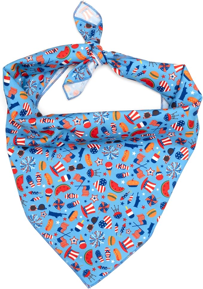 THE WORTHY DOG Icons Classic Tie-On Bandana for Dogs &Cats, Independece Day